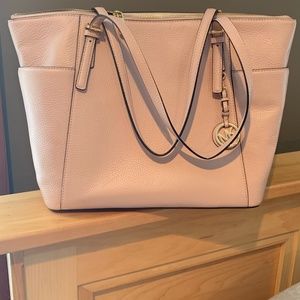 MICHAEL KORS Jet Set Saffiano Leather Tote -Pink